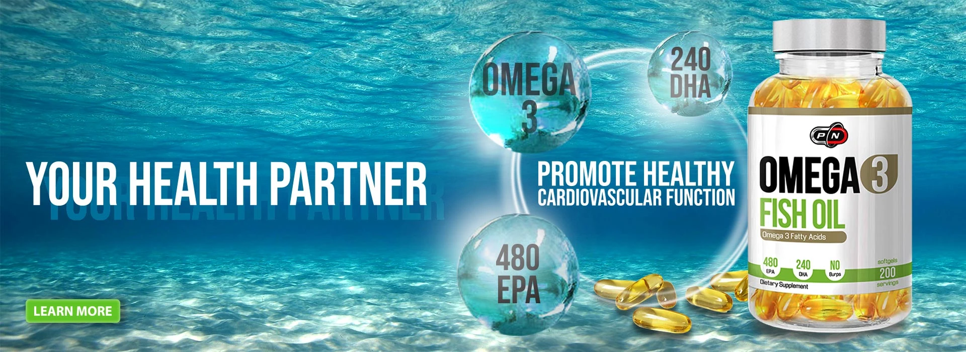 Pure Nutrition Fish Oil 480 EPA/240 DHA 100 Softgels 2